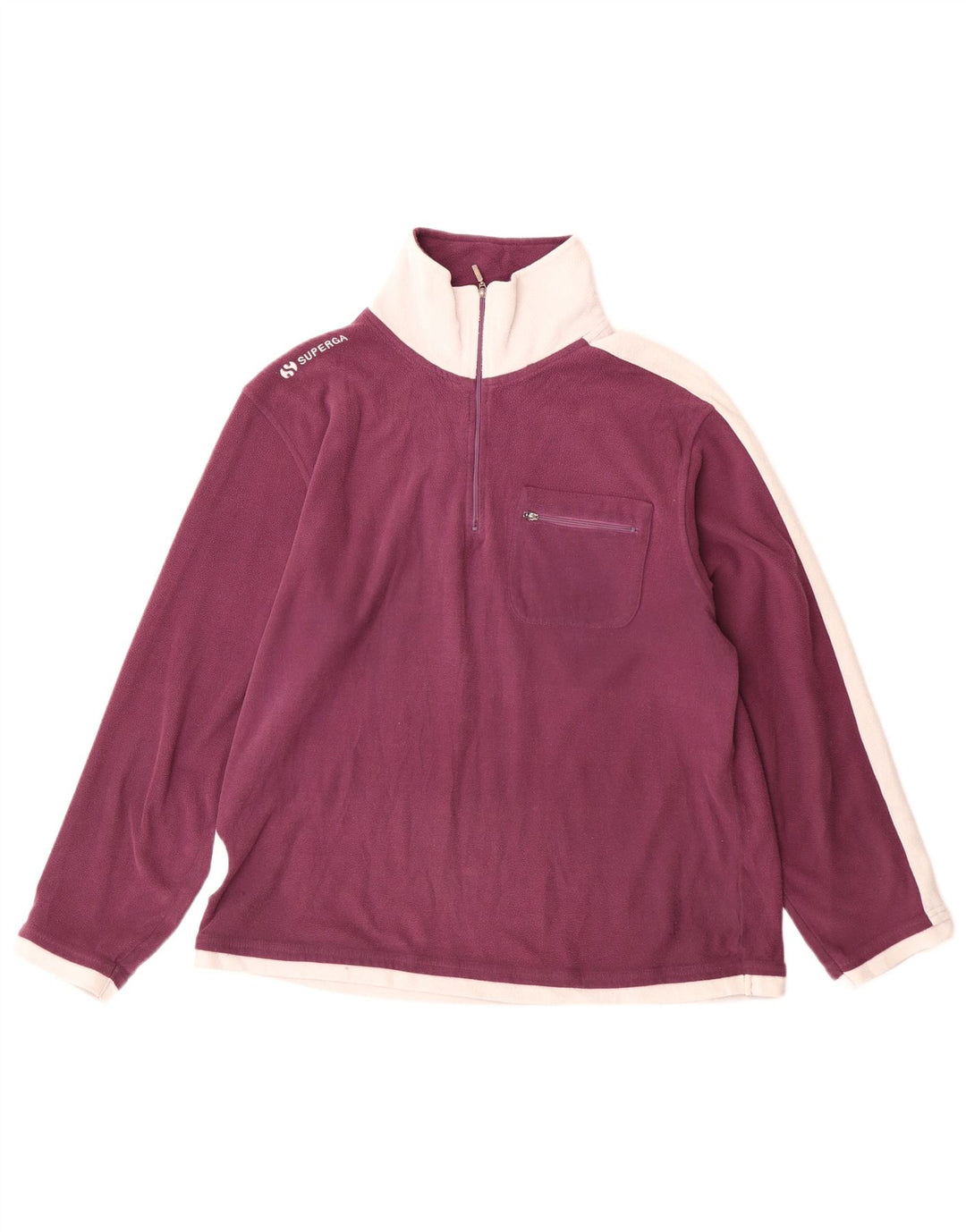 Мужской флисовый джемпер с воротником на молнии Superga среднего бордового цвета с цветными блоками