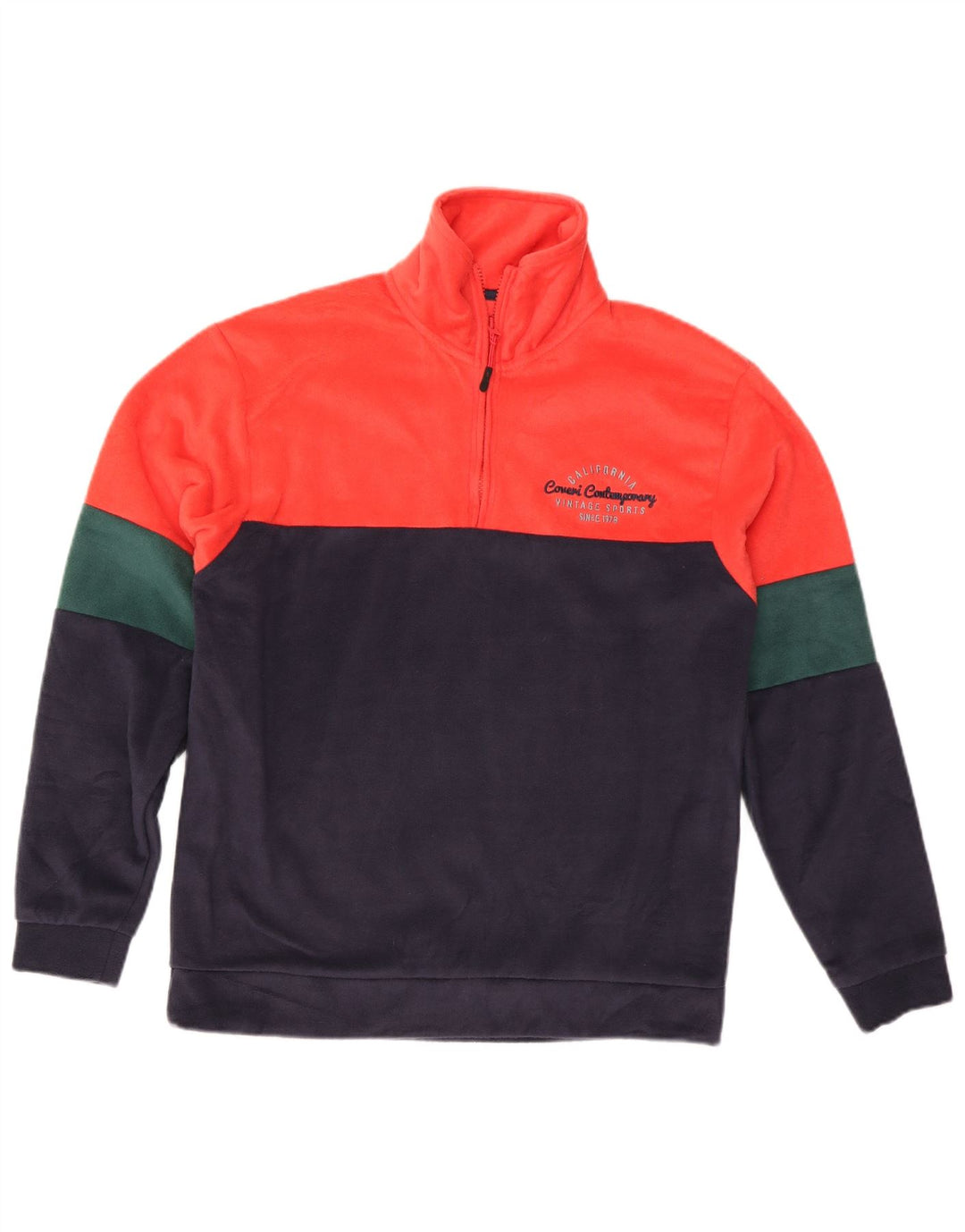 Мужской флисовый джемпер Coveri с воротником на молнии, средний, разноцветный, с цветными блоками