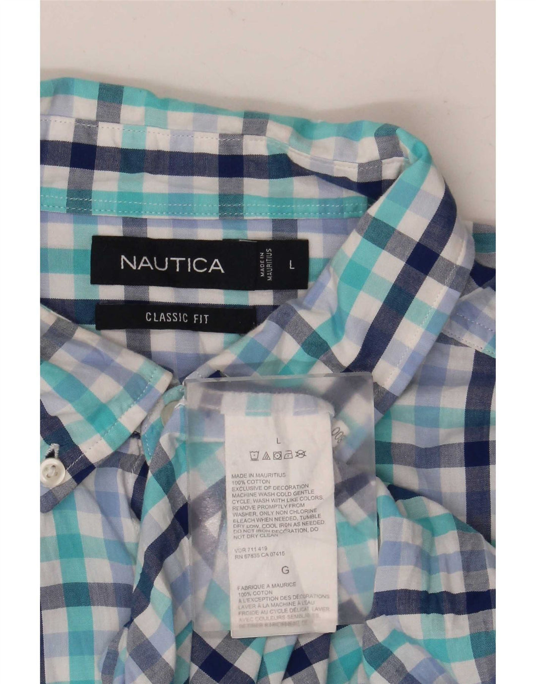Мужская рубашка классического кроя Nautica, большая синяя клетка, хлопок