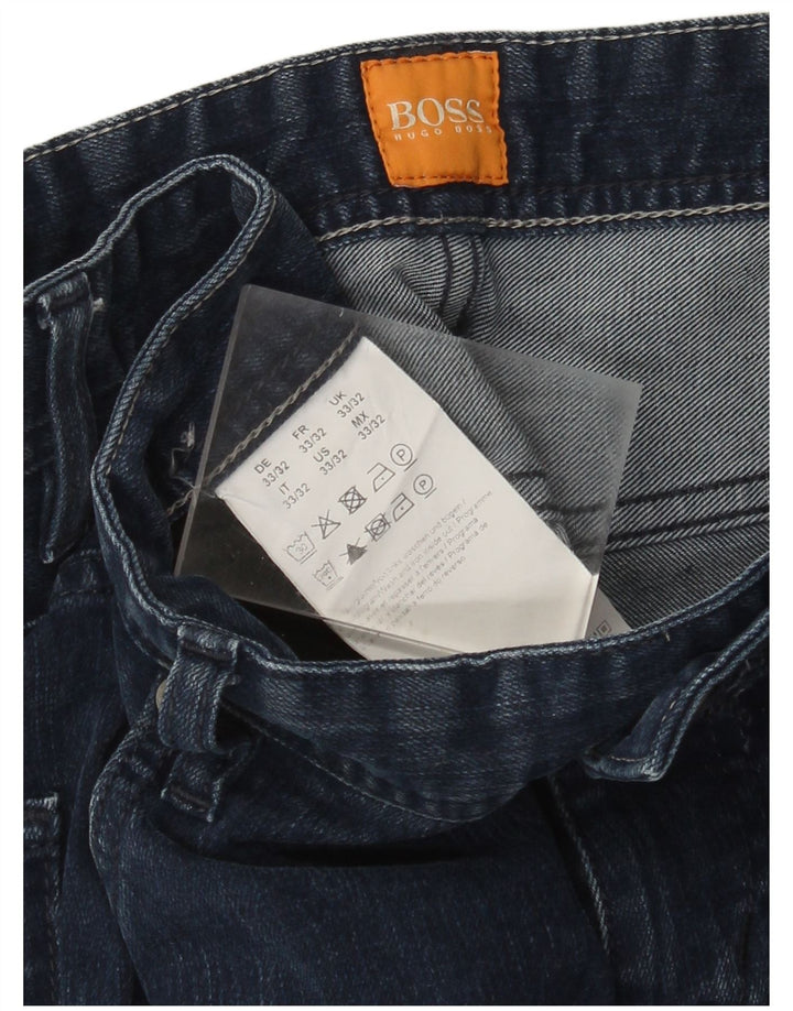 Мужские прямые джинсы Hugo Boss W33 L32 темно-синие, хлопок