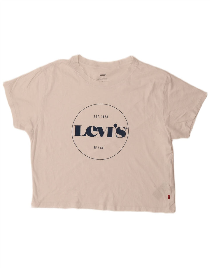 Женская футболка с рисунком Levi's Top UK 14, средний белый хлопок, белый цвет