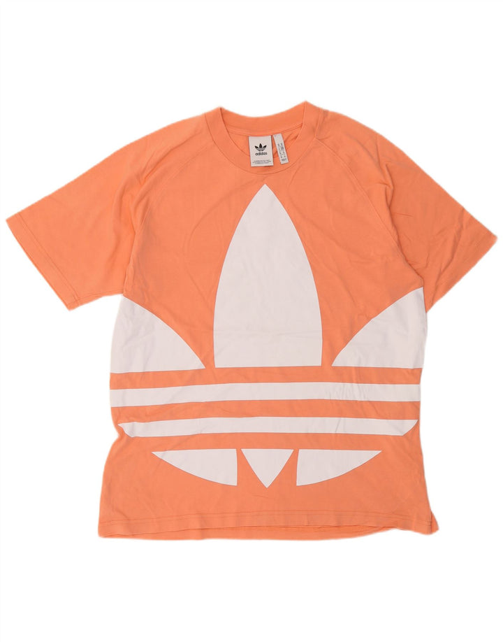 Мужская футболка Adidas с рисунком, хлопковый топ среднего оранжевого цвета