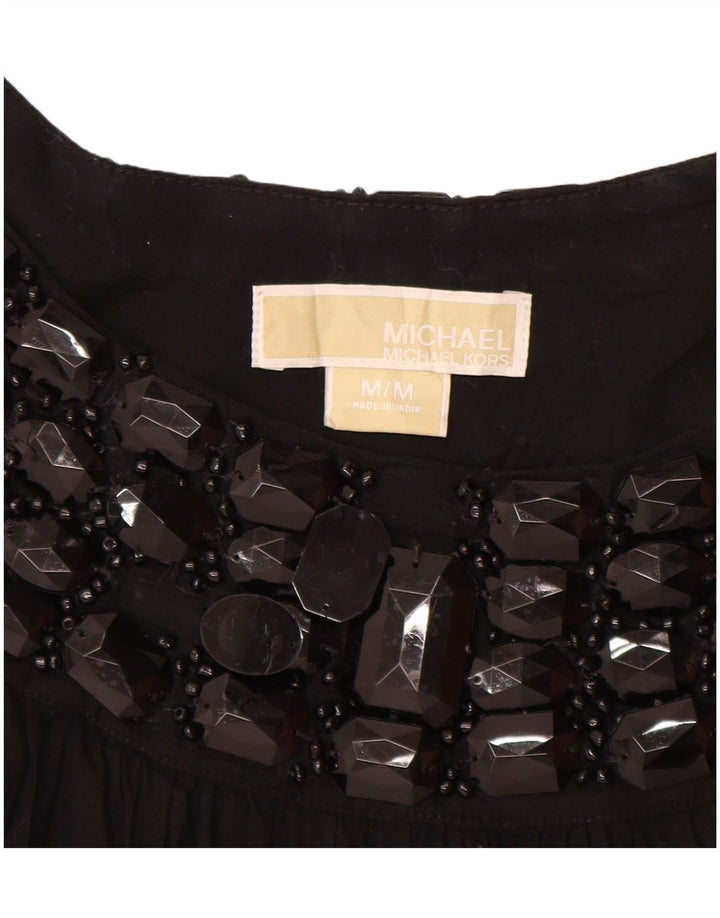 Женская блузка без рукавов MICHAEL KORS UK 12, средний черный хлопок