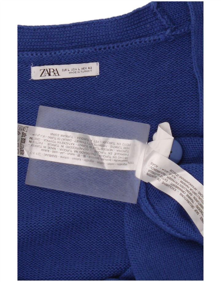 Мужской кардиган с рисунком ZARA, большой синий хлопковый свитер