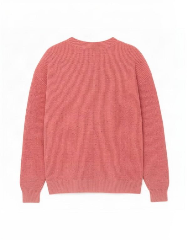 Marks & Spencer Womens V-Neck Jumper Sweater UK 14 Medium Pink Flecked