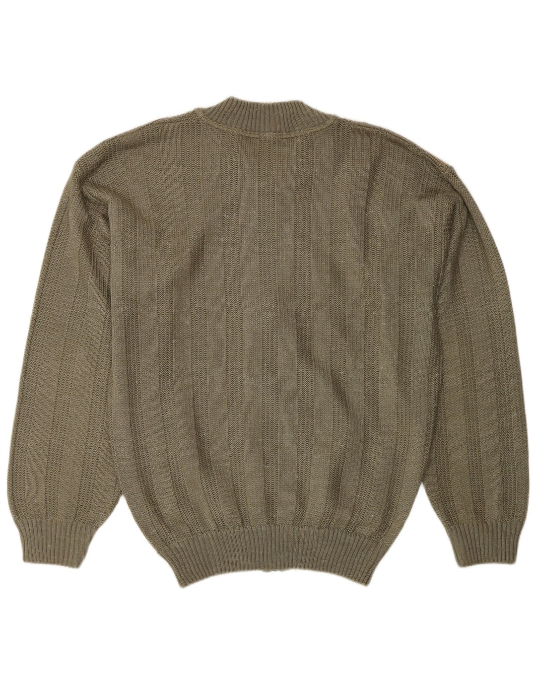 Винтажный мужской свитер-кардиган среднего размера, цвета хаки, акрил с цветными блоками