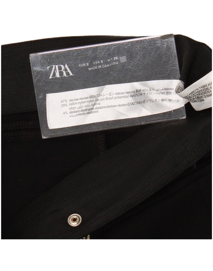 Женские повседневные брюки скинни ZARA, маленькие W26 L27, черные, вискоза