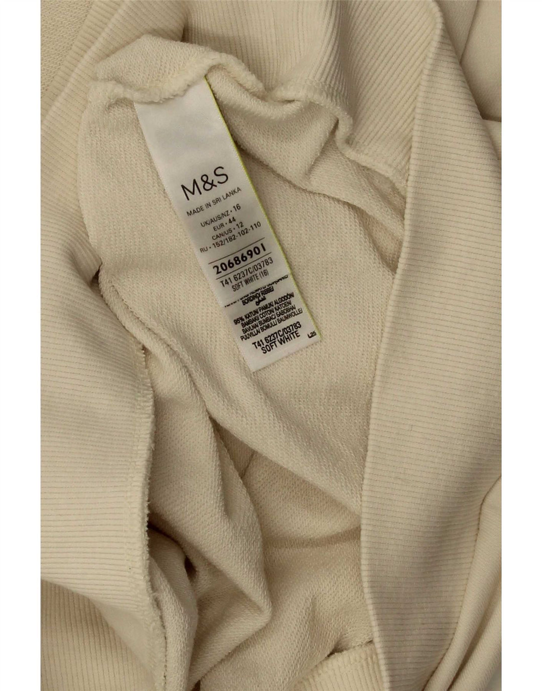 Женский свитер Marks & Spencer, британский размер 16, большой, белый, хлопковый