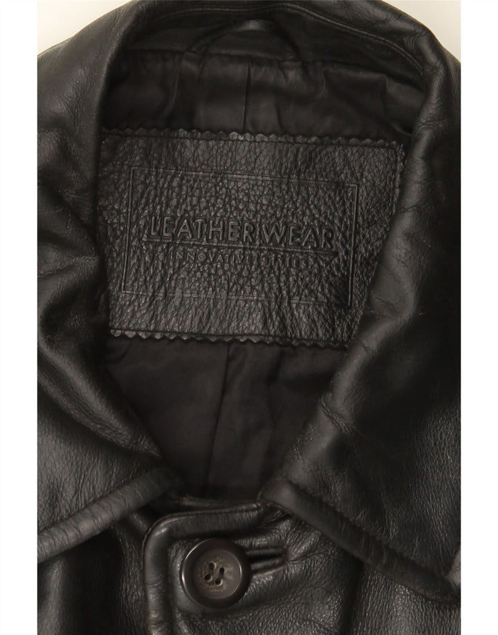 Винтажная мужская кожаная куртка UK 40, большая черная кожаная