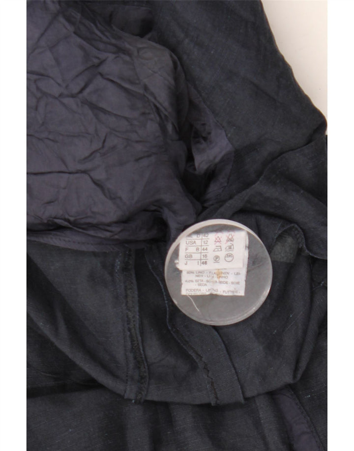 Винтажный женский пиджак с коротким рукавом и 4 пуговицами, Великобритания, 16, большой темно-синий