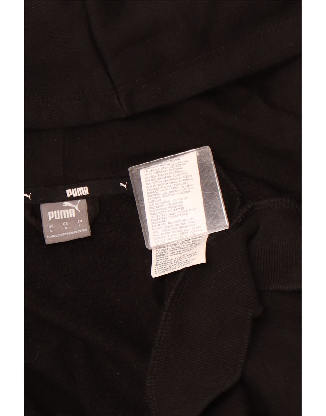 Женский свитер с капюшоном на молнии с графическим рисунком PUMA UK 16, большой черный хлопок