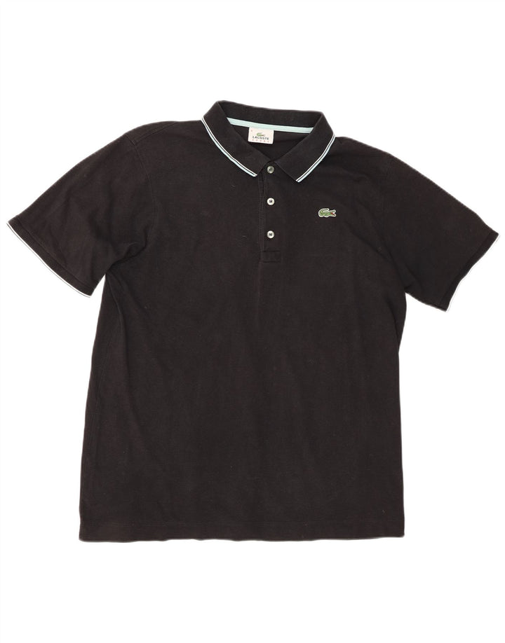 Мужская рубашка-поло Lacoste, размер 6 XL, черный хлопок