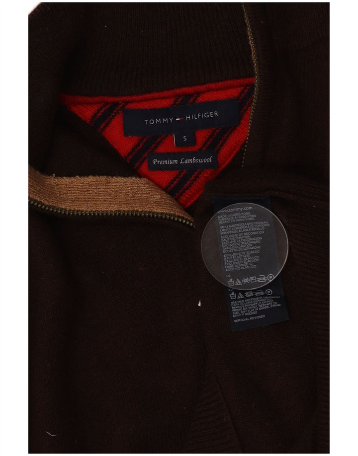 Мужской джемпер с воротником на молнии Tommy Hilfiger, маленький коричневый из овечьей шерсти