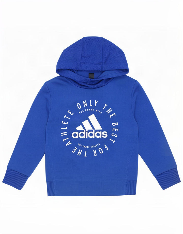 Джемпер с капюшоном Adidas для мальчиков 5-6 лет, синий полиэстер