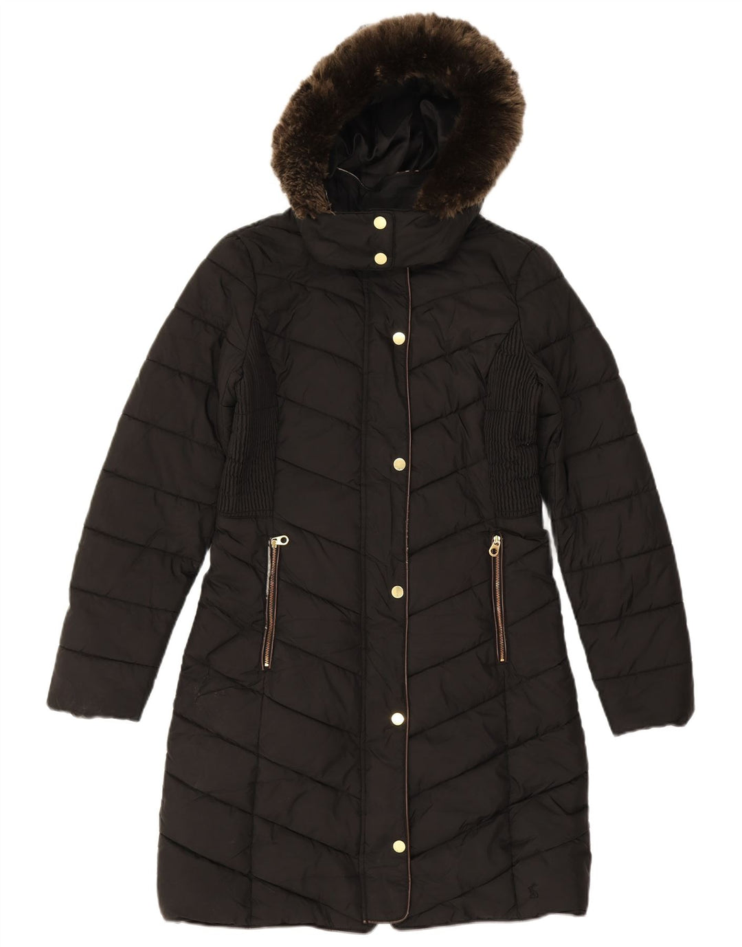Женское стеганое пальто с капюшоном Joules UK 8, маленький черный полиэстер