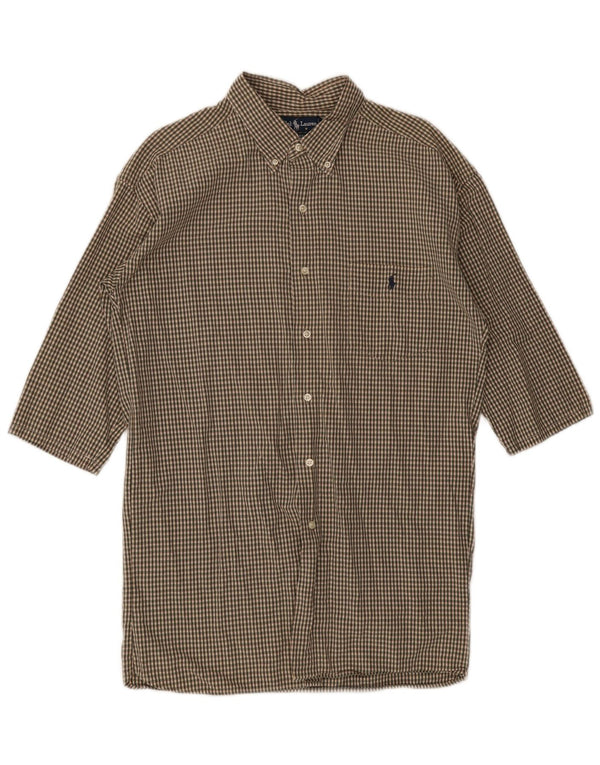 Ralph Lauren Mens MCMEEL 1/2 Sleeve Shirt XL Green Gingham Cotton
