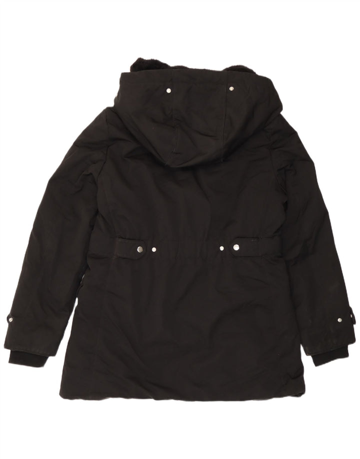 Женская парка Zara с капюшоном UK 18 XL, черный полиэстер