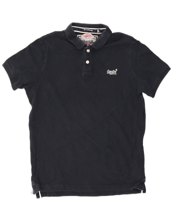 Мужская рубашка-поло Superdry 2XL темно-синяя, хлопок