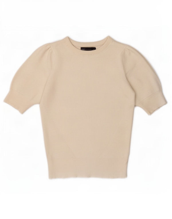 Женская блузка Marks & Spencer Top UK 8, маленькая, из вискозы белого цвета