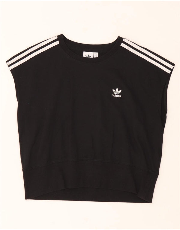 Женский свитер с коротким рукавом Adidas UK 14, большой черный хлопок