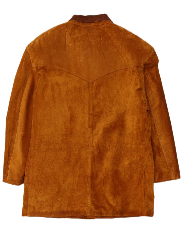 Винтажное мужское замшевое пальто UK 42 XL коричневое кожаное