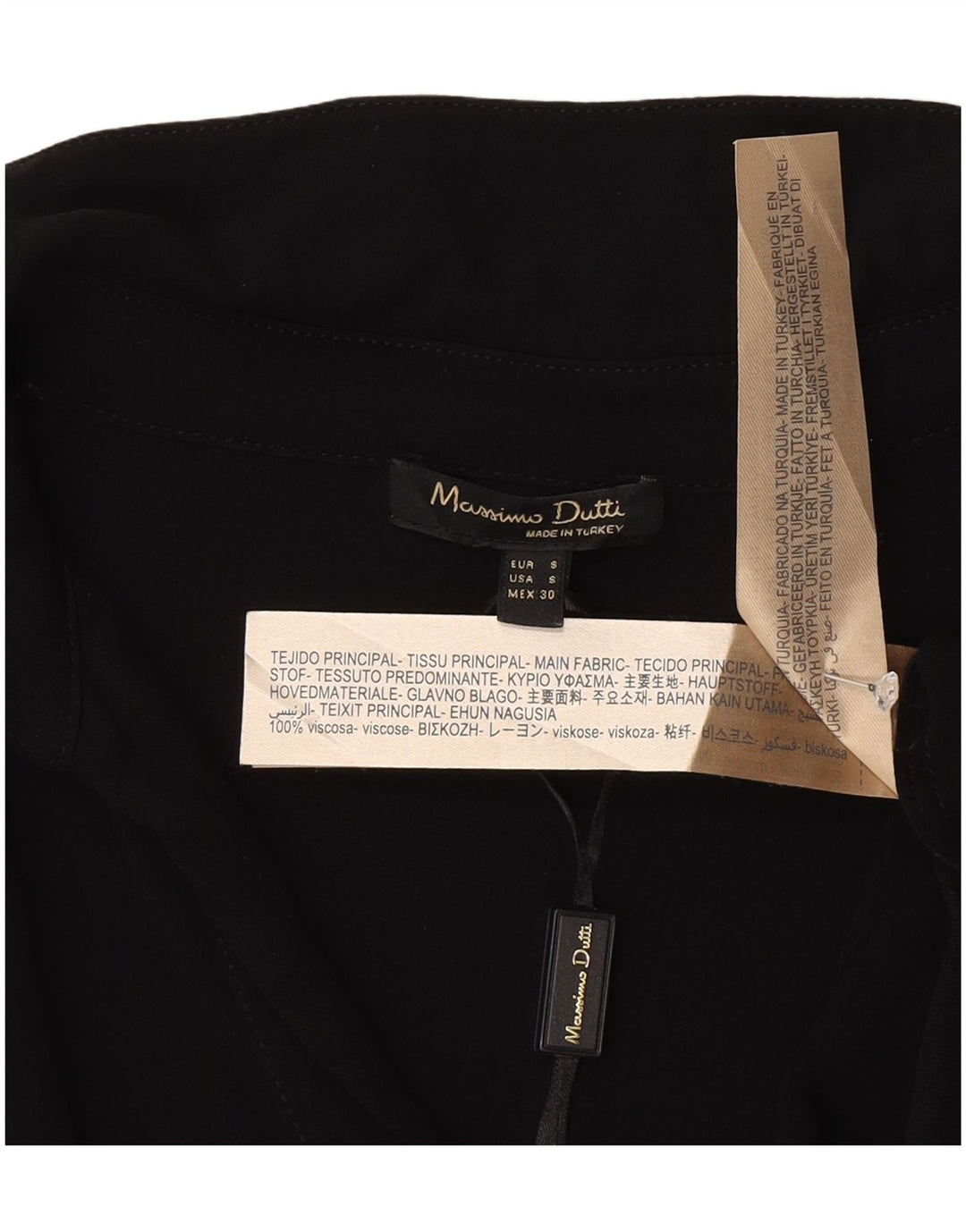Женская блузка с длинным рукавом Massimo Dutti UK 10, маленькая, черная, вискоза