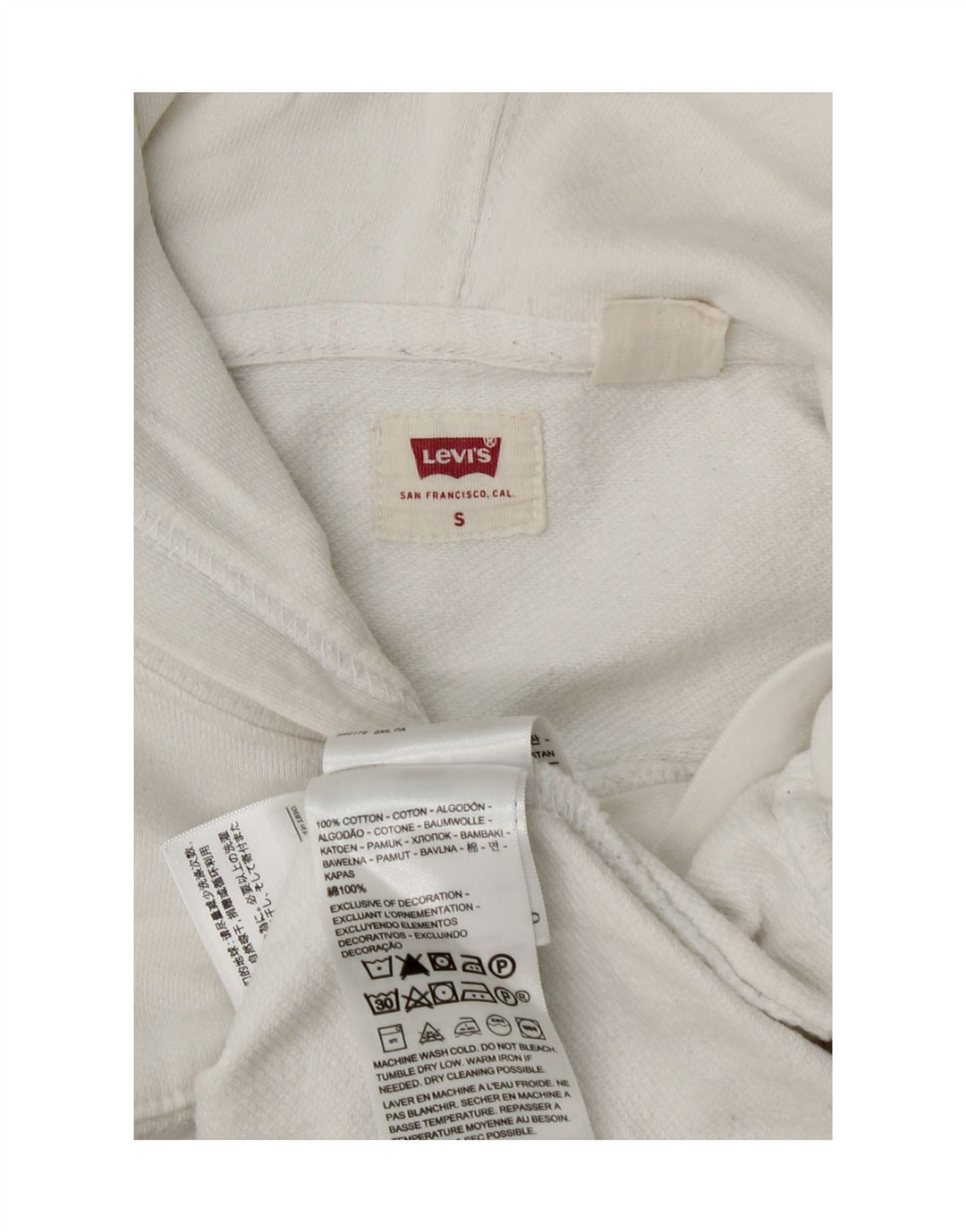 Мужской джемпер с капюшоном Levi's, маленький белый, хлопковый