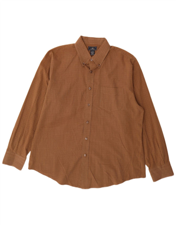Мужская рубашка Dockers, размер 16 16 1/2, большая, коричневая, в мелкую клетку, хлопок