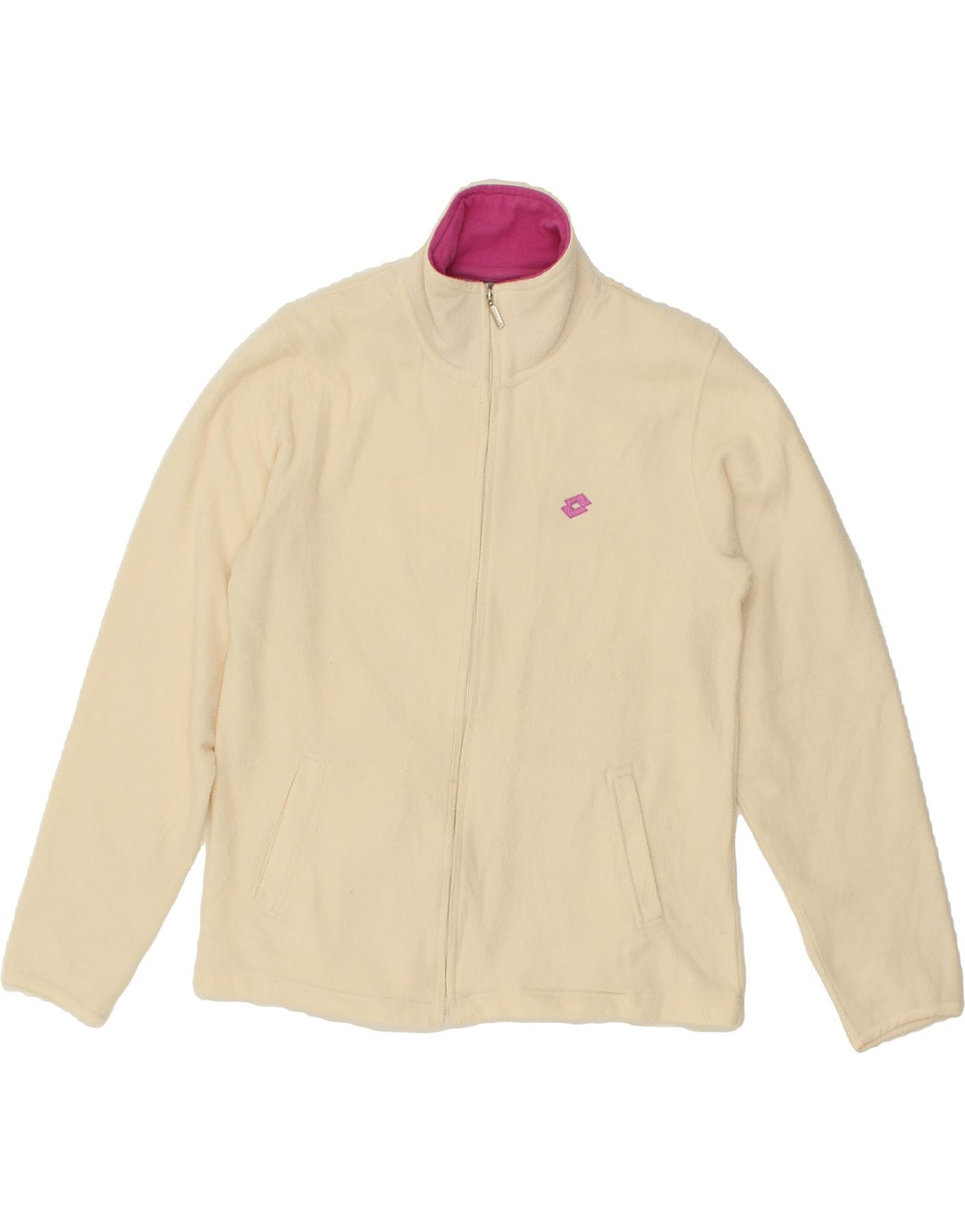 LOTTO Womens Fleece Jacket UK 18 XL White Polyester | Vintage Lotto | Thrift | Second-Hand Lotto | Used Clothing | Messina Hembry 