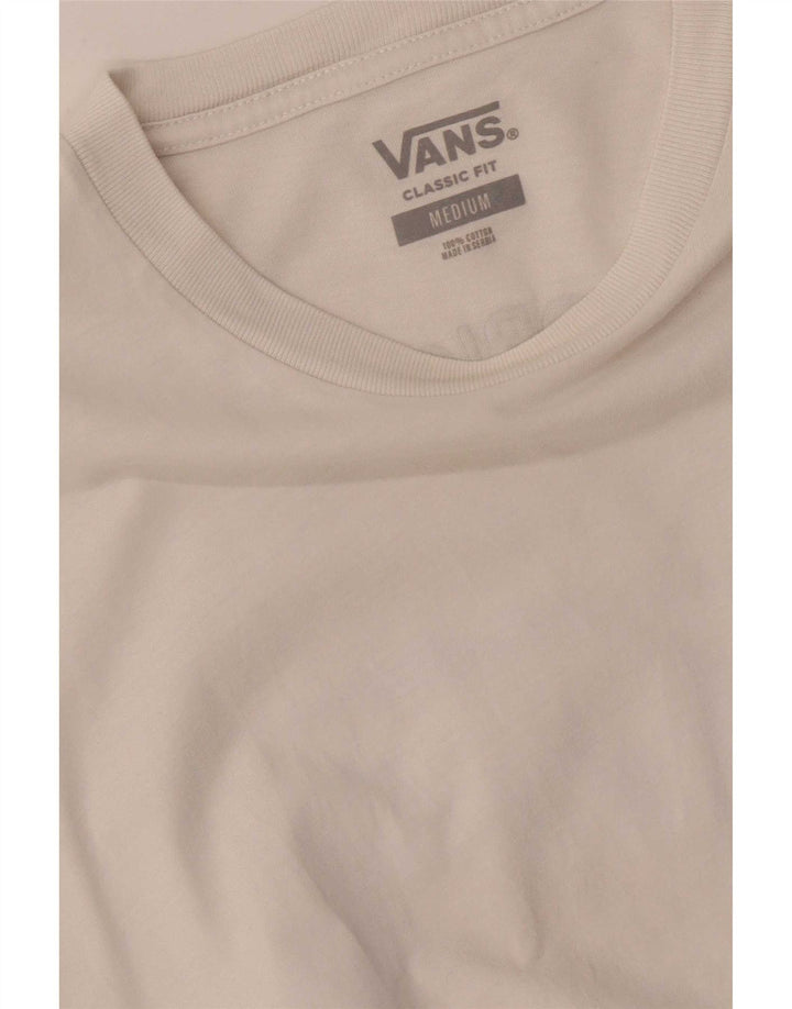 Мужская футболка классического кроя с рисунком Vans, хлопковый топ среднего размера, белый цвет
