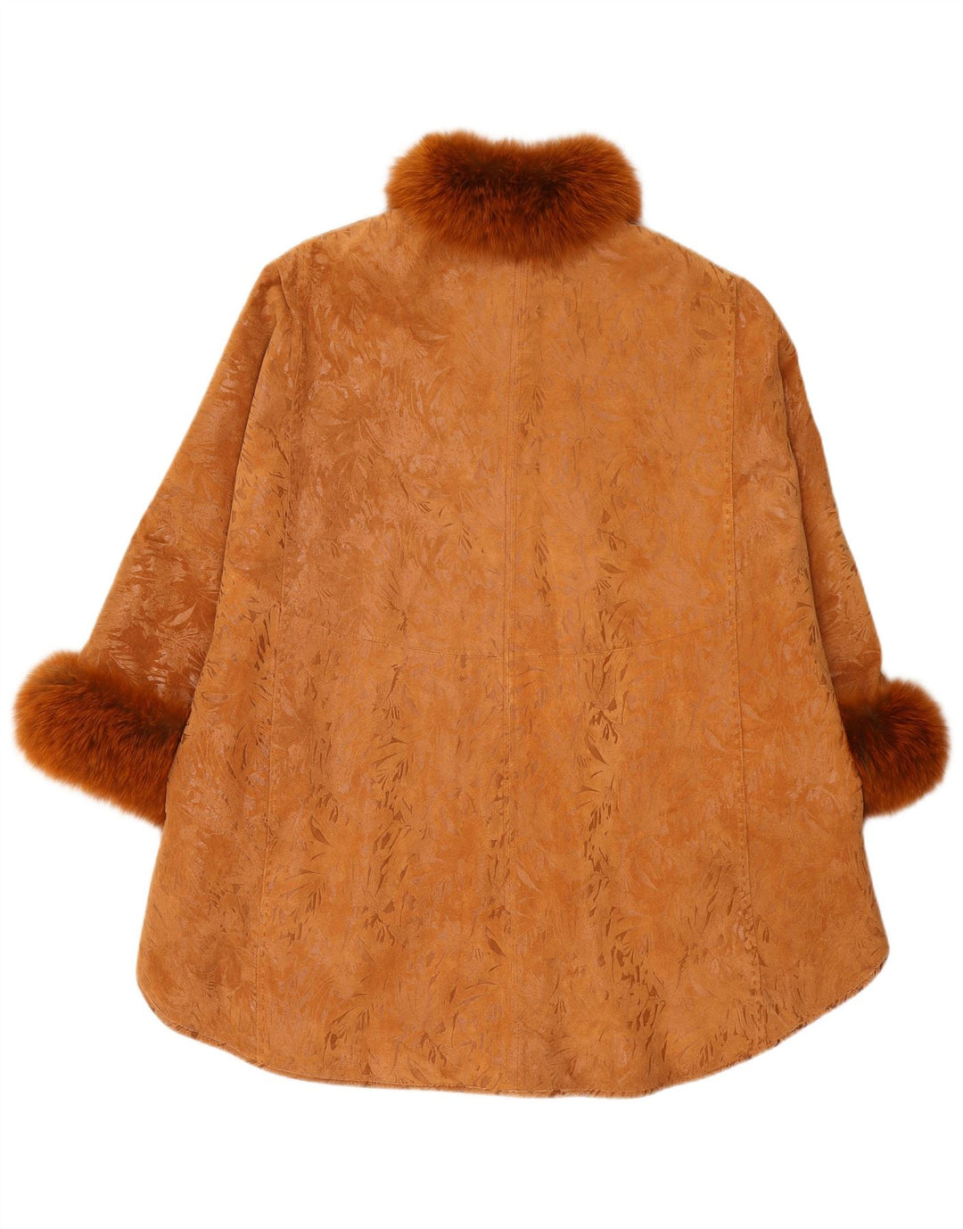 Винтажное женское замшевое пальто с рукавом 3/4, один размер, коричневое кожаное