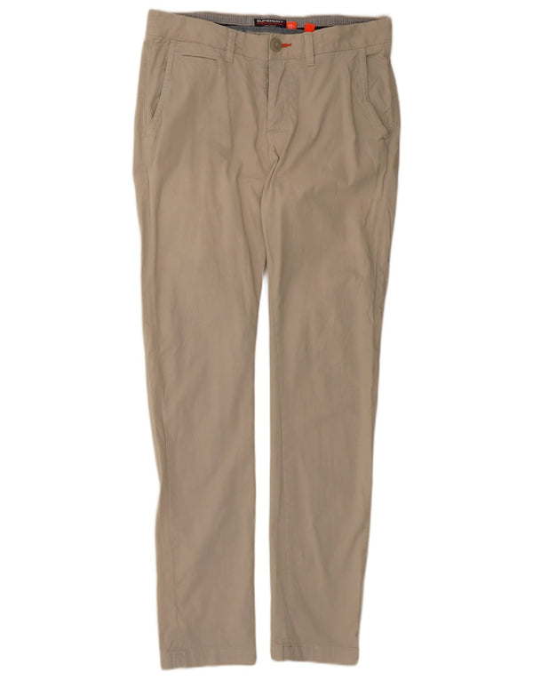 Superdry Mens Skinny Chino Trousers W30 L32 Beige Cotton
