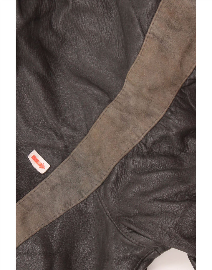 Lavorazione Artigiana Женская куртка IT 44 Средне-серая кожа с цветными блоками