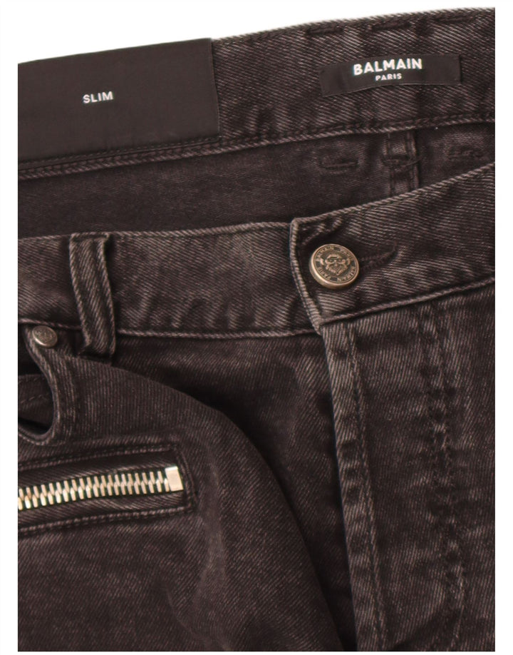 Мужские узкие джинсы Balmain W34 L30 серые, хлопок