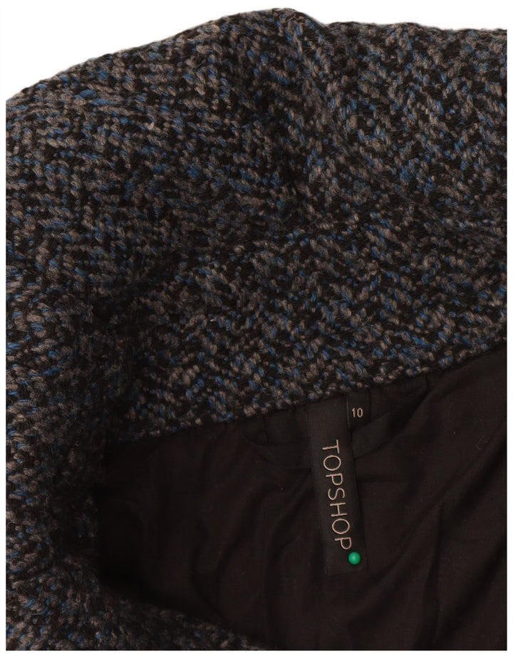 Женская куртка-бомбер Topshop UK 10, маленький синий полиэстер с узором «в ёлочку»