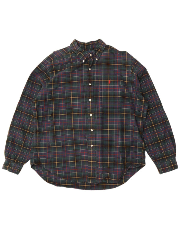Мужская фланелевая рубашка классического кроя Ralph Lauren 2XL в зеленую клетку
