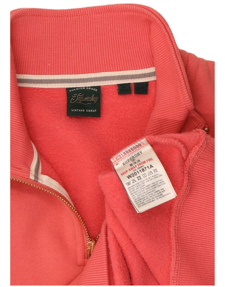 Женский укороченный свитшот с воротником на молнии Superdry, размер UK 8, маленький розовый