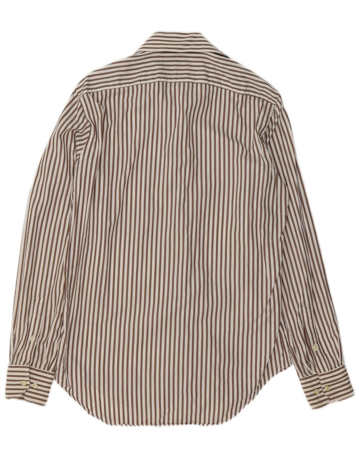 Мужская рубашка MASSIMO DUTTI, размер 39 15 1/2, средний коричневый хлопок в тонкую полоску