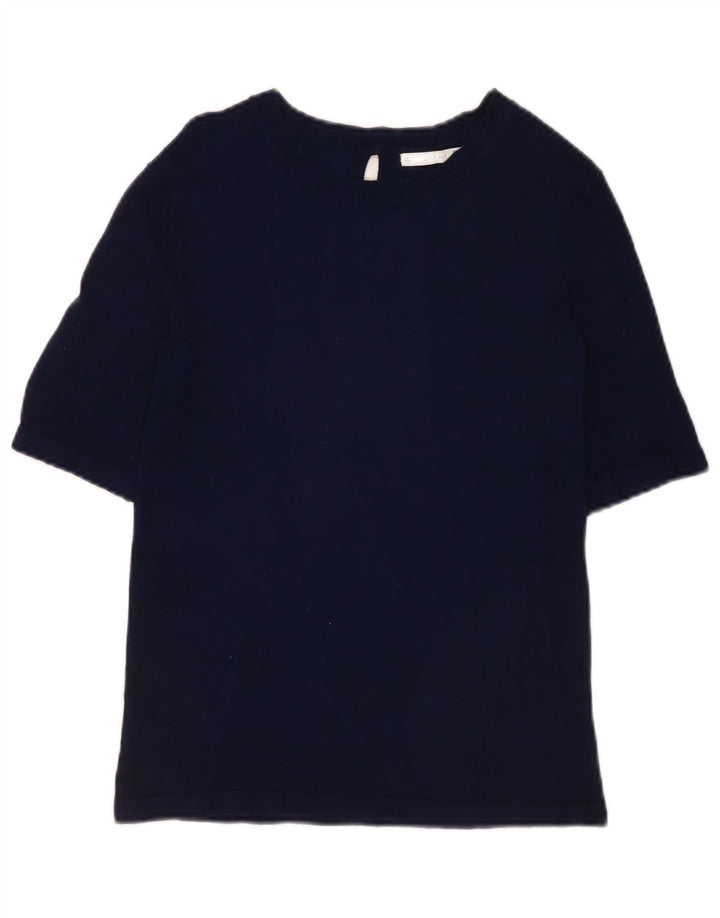 Женская футболка Zara Top UK 14, темно-синяя, большая