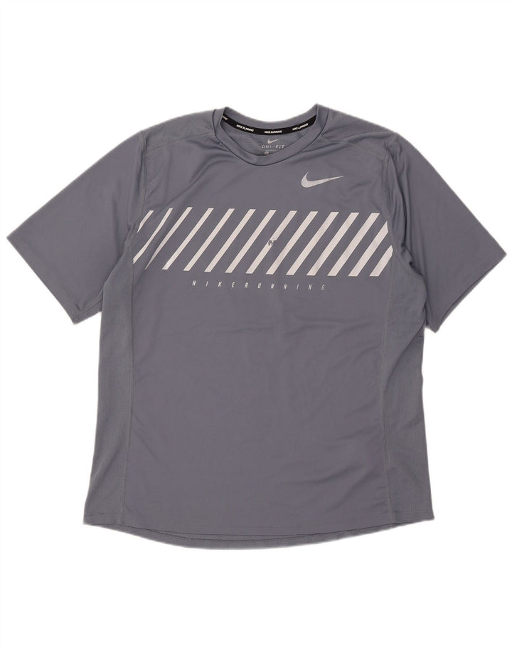 Мужская футболка Nike Dri Fit с графическим рисунком, топ XL, серый полиэстер в полоску