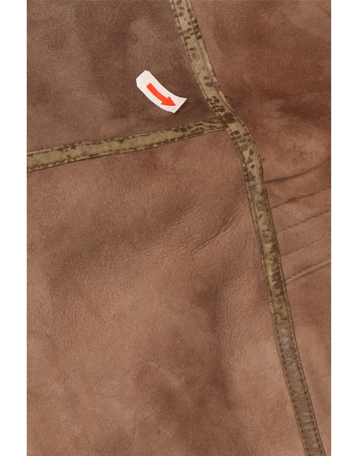 Винтажная женская дубленка оверсайз IT 44 Medium Brown Shearling