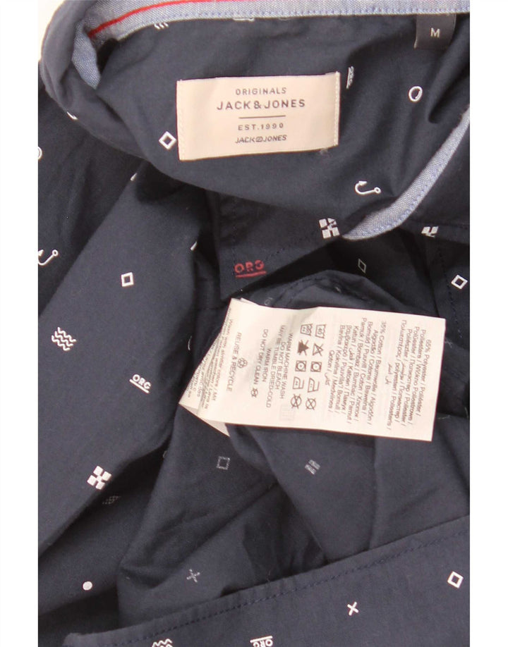 Мужская рубашка Jack & Jones с абстрактным узором среднего размера, темно-синяя, полиэстер