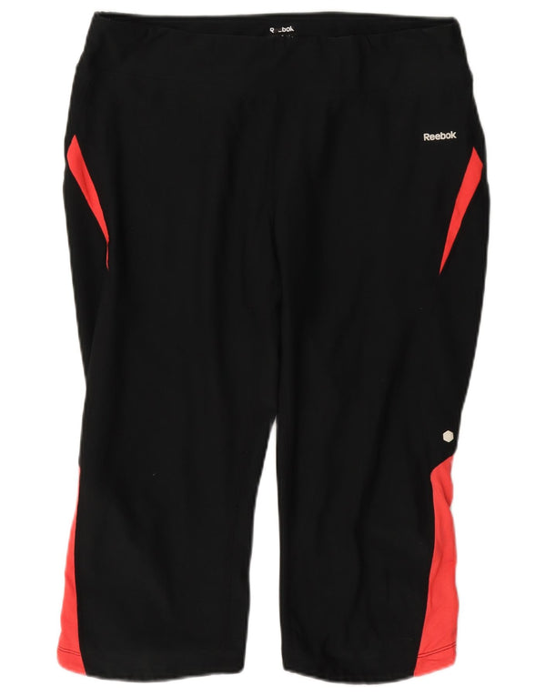 Женские спортивные брюки-капри Reebok UK 14, большие черные цветные блоки