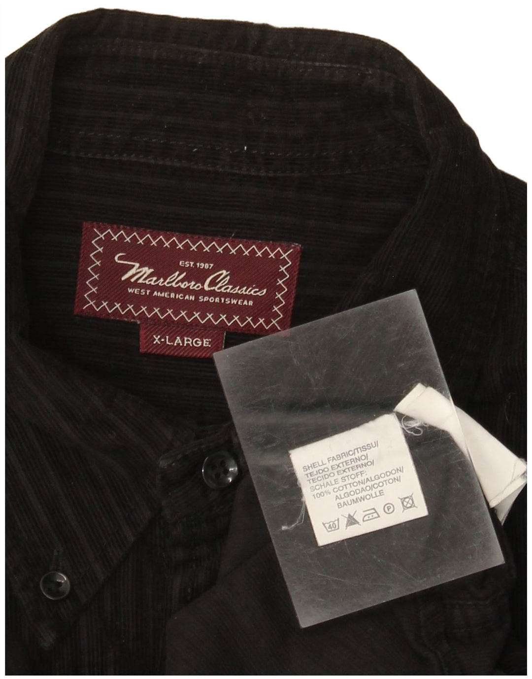 Мужская вельветовая рубашка Marlboro Classics XL, черный хлопок