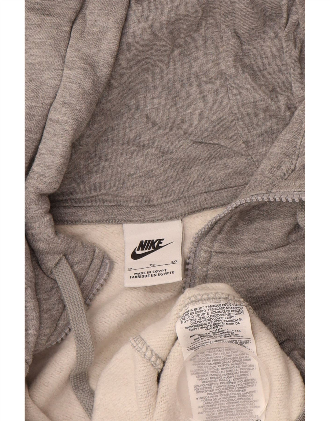 Мужской свитер с капюшоном на молнии NIKE XL, серый хлопок