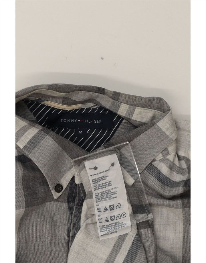 TOMMY HILFIGER Mens Shirt Medium Grey Check Cotton Vintage Tommy Hilfiger and Second-Hand Tommy Hilfiger from Messina Hembry 