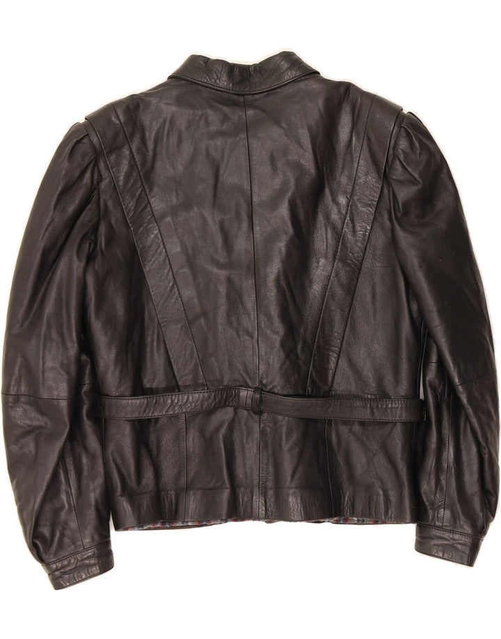 LAVORAZIONE ARTIGIANA Womens Leather Jacket IT 44 Medium Black Leather Vintage Lavorazione Artigiana and Second-Hand Lavorazione Artigiana from Messina Hembry 