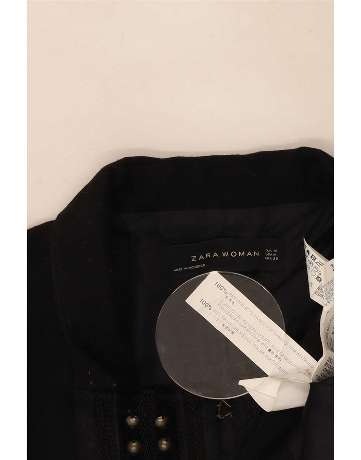 Женский пиджак Zara UK 12, средний черный шерстяной пиджак