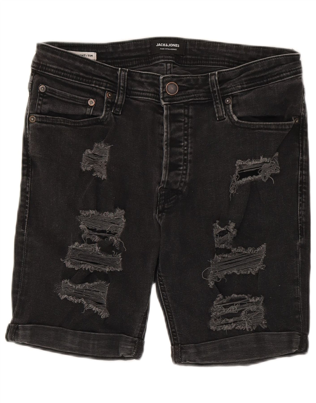 Мужские джинсовые шорты Jack & Jones Tim с потертостями, средний размер W30, черный хлопок