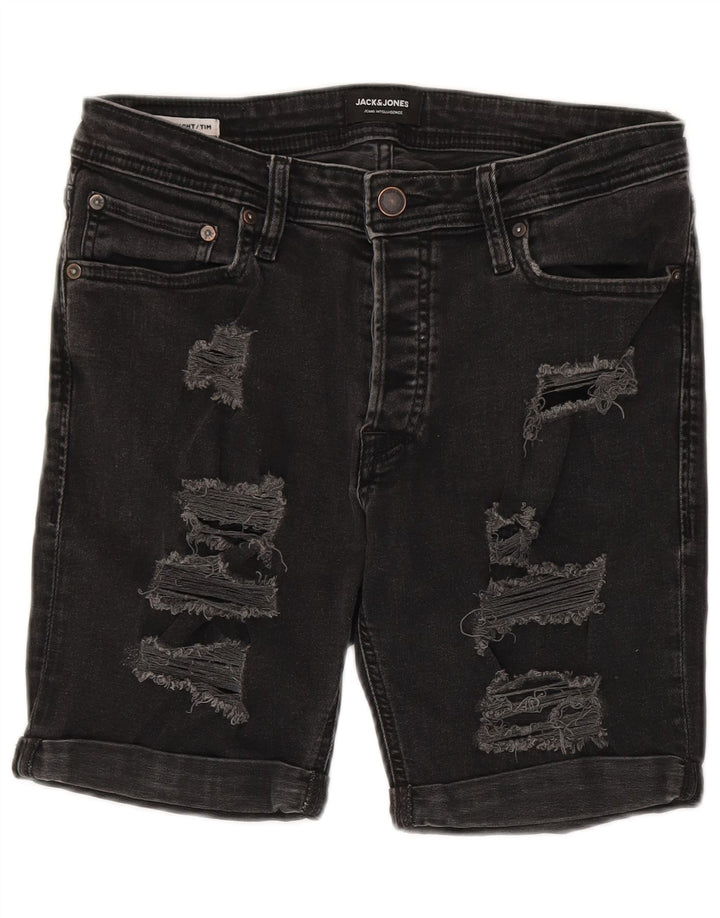 Мужские джинсовые шорты Jack & Jones Tim с потертостями, средний размер W30, черный хлопок